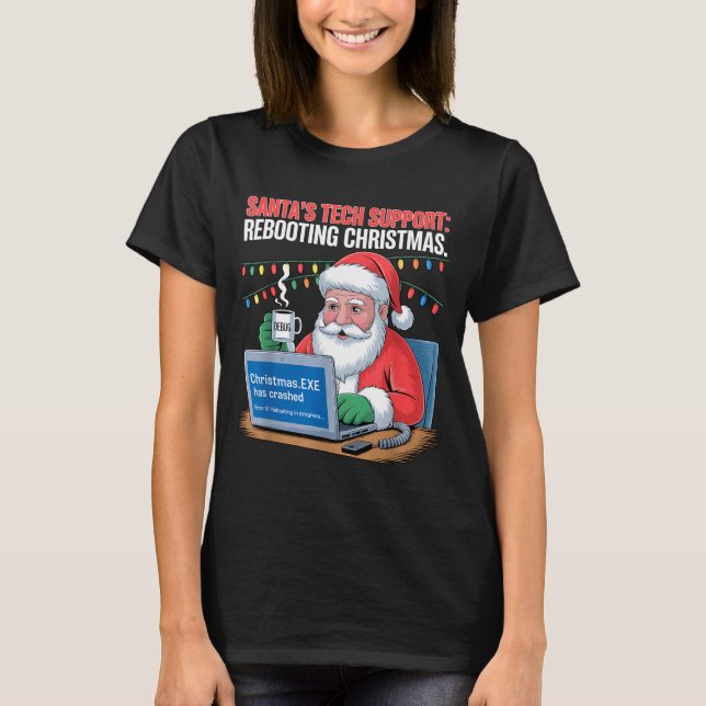 Camiseta s Rebooting Tech Santa Support Joke (Anverso)