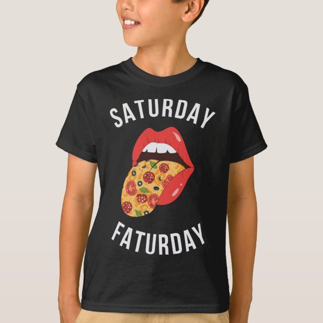 Camiseta Sábado Faturday Pizza Tonga Fuera Comida Rápida Le (Anverso)