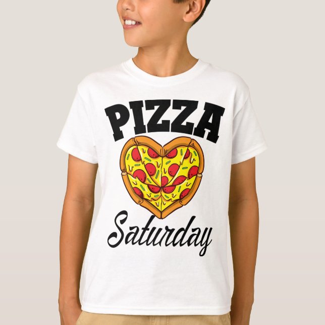 Camiseta Sábado Pizza Noche Funny Pizza Lover comida rápida (Anverso)