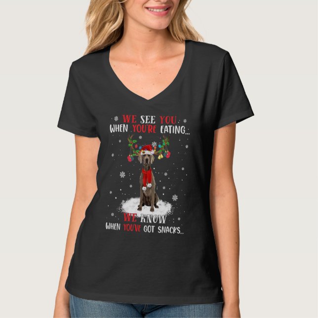 Camiseta Sabemos Cuando Tienes Snacks Weimaraner (Anverso)
