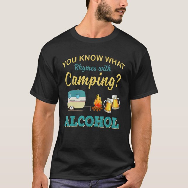 Camiseta Sabes qué rima con Camping Alcohol Bebida (Anverso)