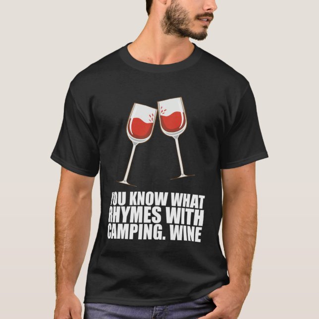 Camiseta Sabes qué rima con vino de camping (Anverso)