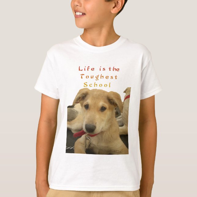 Camiseta Sabiduría Dorada: Una mirada de perro a la escuela (Anverso)