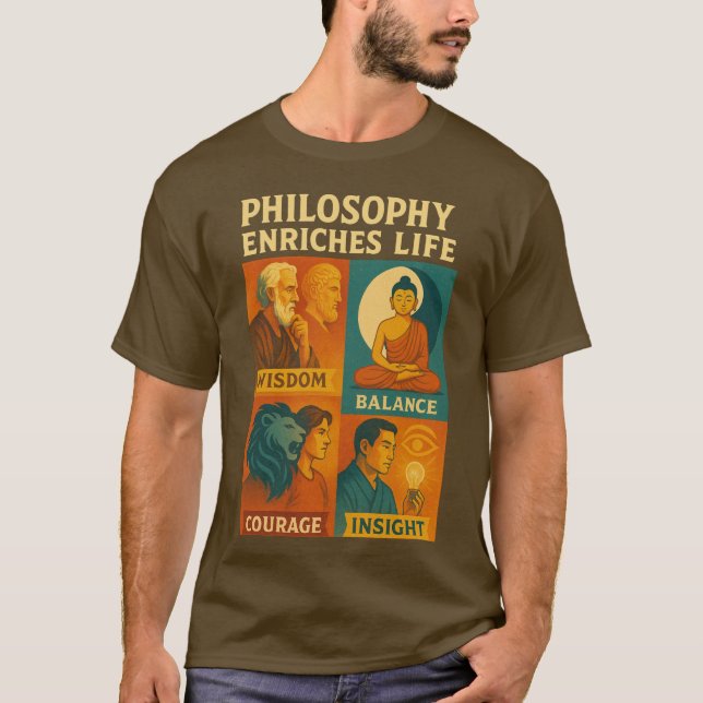 Camiseta Sabiduría Equilibrio Coraje Perspicacia  (Anverso)
