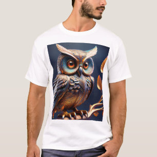 Camiseta Sabiduría Posada — Escultura de Búho de Metal Hech