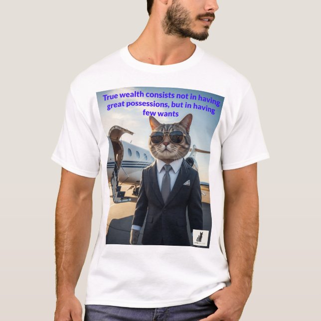 Camiseta Sabiduría y riqueza felina - Catpitalista (Anverso)