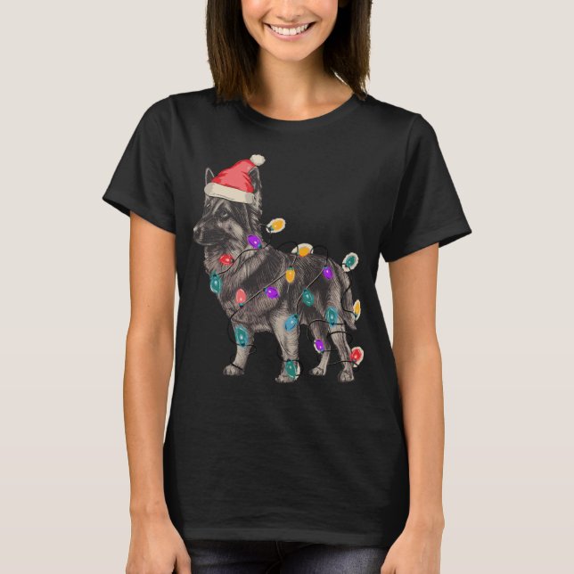 CAMISETA SABLE SHEPHERD ALEMÁN CON LA GORRA DE SANTA CLAUS  (Anverso)