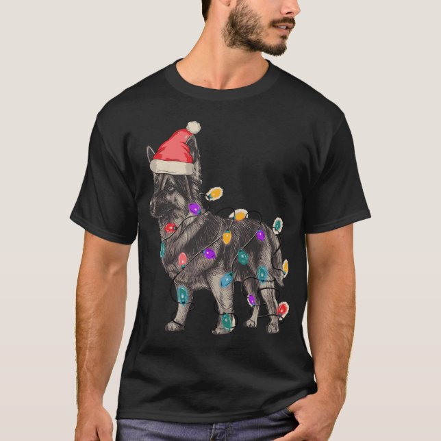 CAMISETA SABLE SHEPHERD ALEMÁN CON LA GORRA DE SANTA CLAUS  (Anverso)