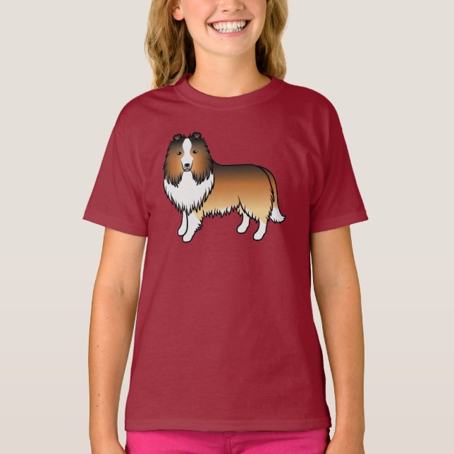 Camiseta Sable Shetland Sheepdog Sheltie Perro de caricatur (Anverso)