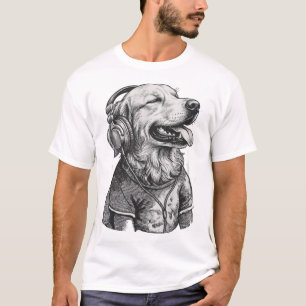 Camiseta Sabueso Tatuado con Auriculares