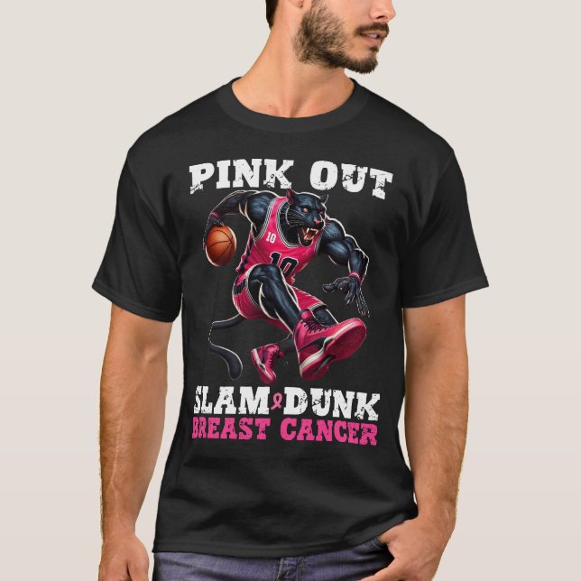 Camiseta Sacar de rosado el cáncer de mama de zorro, balonc (Anverso)