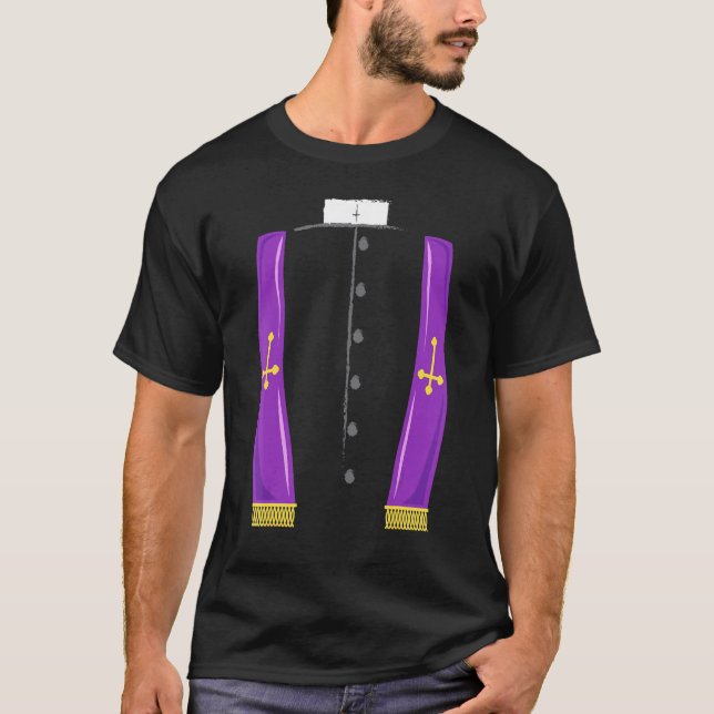Camiseta Sacerdote oculto de Halloween disfraces de iglesia (Anverso)