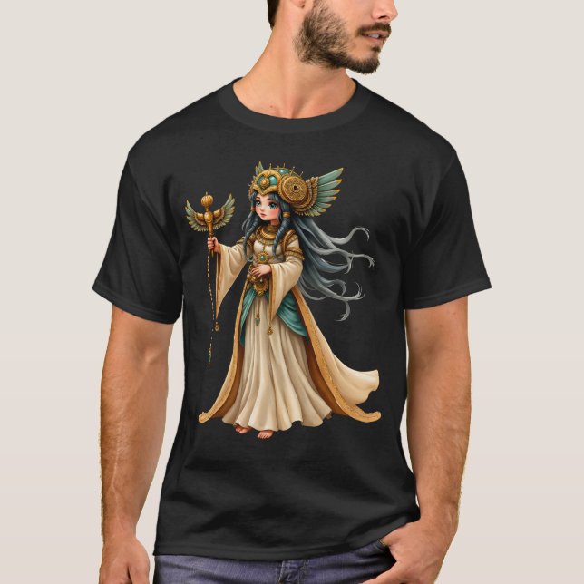 Camiseta Sacerdotisa Celestial de la Pirámide Dorada. (Anverso)