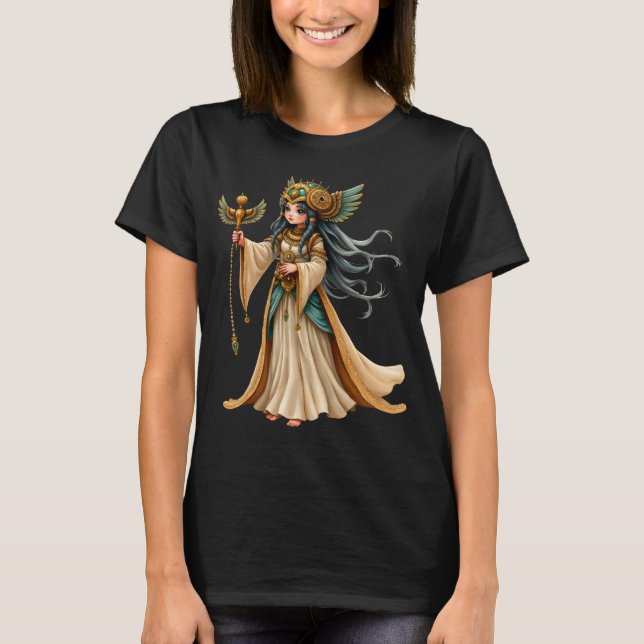 Camiseta Sacerdotisa Celestial de la Pirámide Dorada. (Anverso)