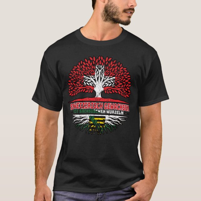 Camiseta Sachsen Sächsisch Schweizer Schweiz Baum Wurzel (Anverso)