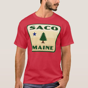 Camiseta Saco Maine Retro Pine Tree Badge Tan