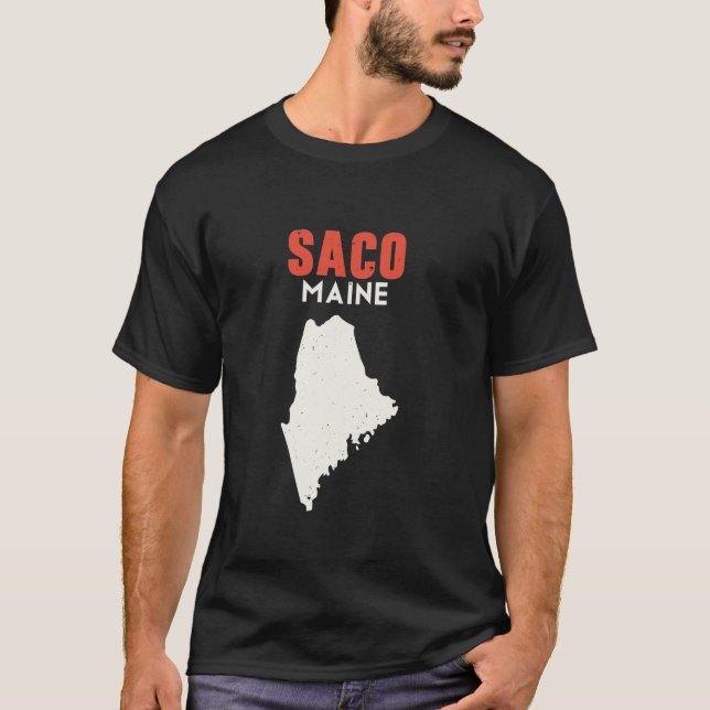 Camiseta Saco Maine USA State America Travel Mainer (Anverso)