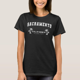 Camiseta Sacramento negro femenino, California, Golden Stat