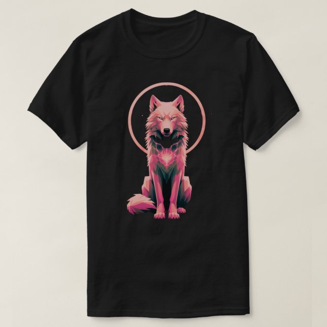 Camiseta Sacred Halo Wolf Geometric Animal Art (Diseño del anverso)