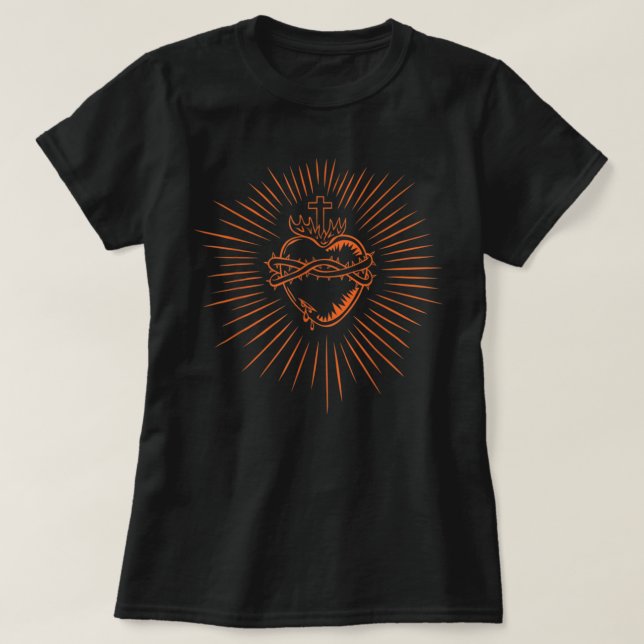 Camiseta Sacred Heart Of Jesus Devotion Catholic T-Shirt (Diseño del anverso)