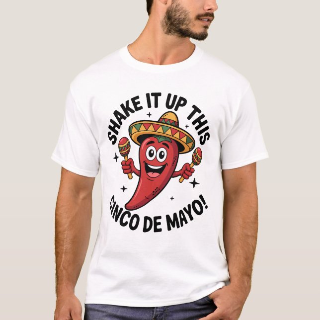Camiseta ¡Sacuda Este Cinco De Mayo! Pepper de chile rojo (Anverso)