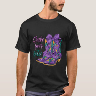 Camiseta Sacuda tu Bootie Mardi Gras Cowboy Boot Mardi Gra