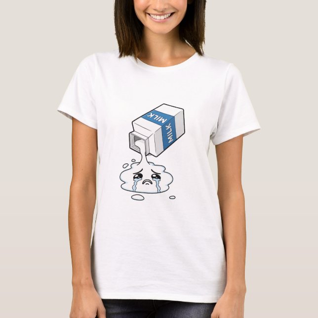 Camiseta Sad Crying Spilled Milk Carton Puddle Character (Anverso)