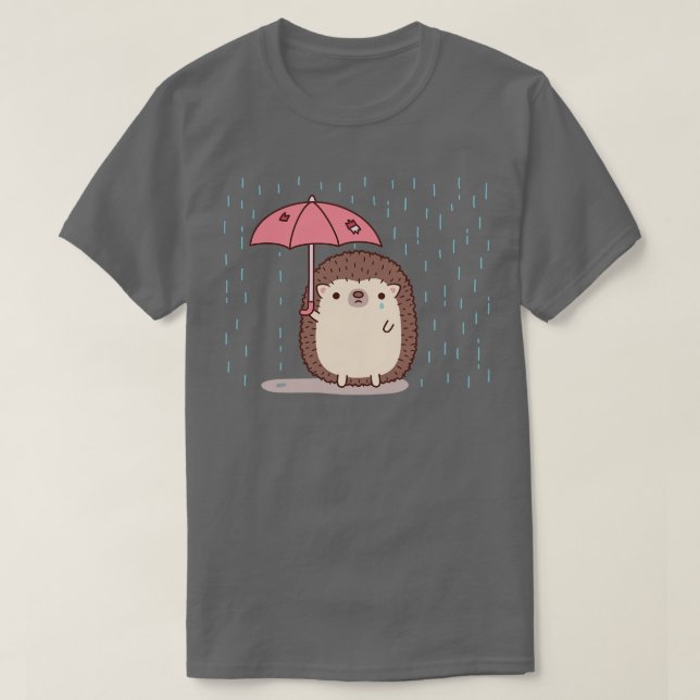 Camiseta Sad Hedgehog Sostengo El Paraguas En El Doodle De  (Diseño del anverso)