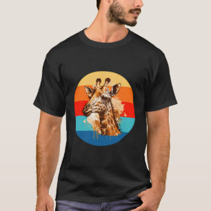 Camiseta Safari Afric de Vida Silvestre Giraffe Retro Vinta
