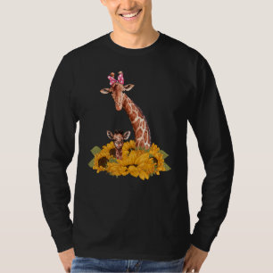 Camiseta Safari Africa Animal Kids Baby Giraffe Mom Sunflow