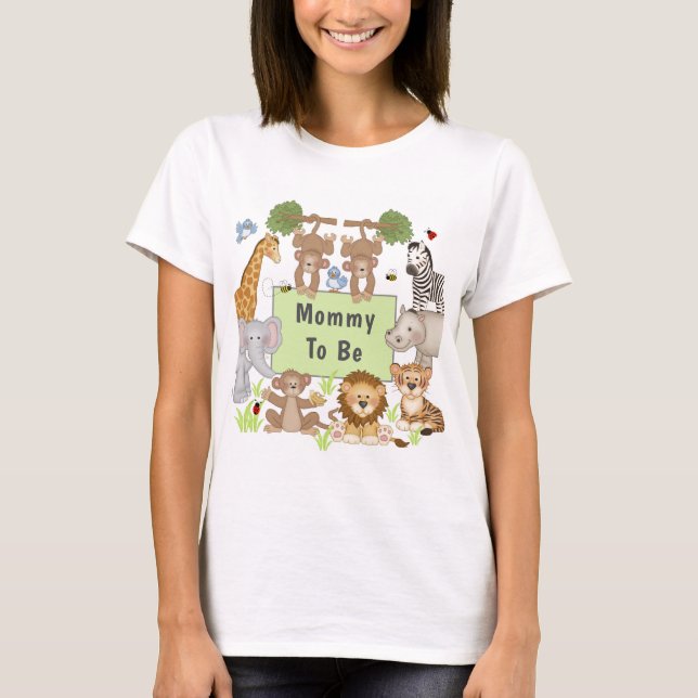 Camiseta Safari Animales Fiesta Baby Shower Mami to Be (Anverso)