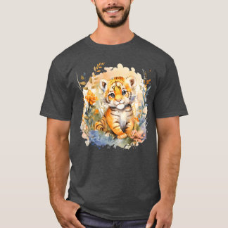 Camiseta Safari de animales bebés acuarela floral vintage