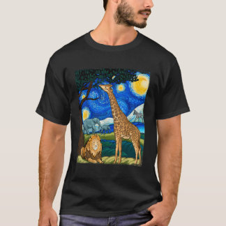 Camiseta Safari Noche Starry Night Zoo Animales Arte Animal