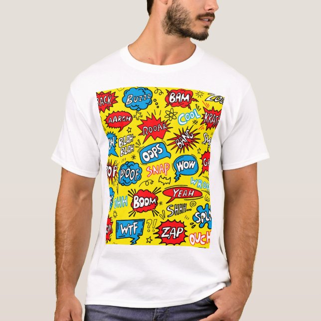 Camiseta Saga de superhéroes: Patrones de cómics bonitos (Anverso)