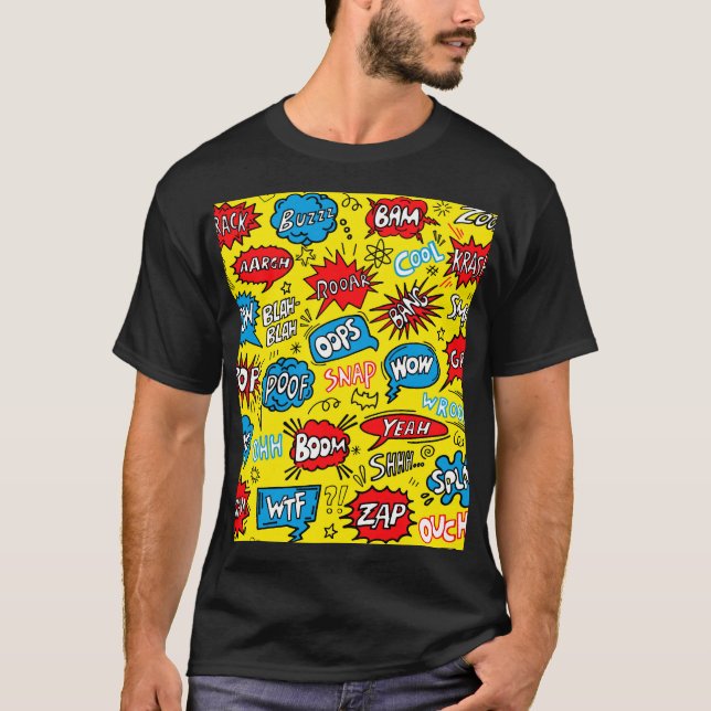 Camiseta Saga de superhéroes: Patrones de cómics bonitos (Anverso)