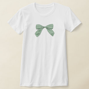 Camiseta Sage Green Plaid Bow Elegant Baby Shower Mom