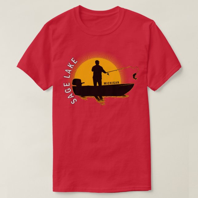 Camiseta Sage Lake Fishing Michigan Sunrise (Diseño del anverso)