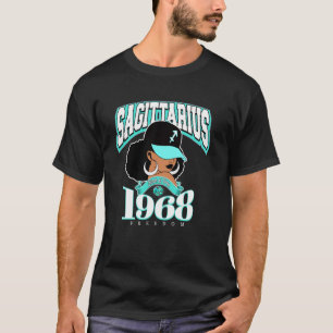 Camiseta Sagitario 1968 Cumpleaños Turquesa Afro Zodiaco Re