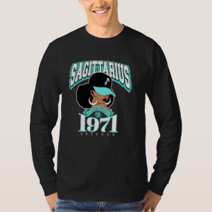 Camiseta Sagitario 1971 Afro Queen Zodiac Cumpleaños Sassy
