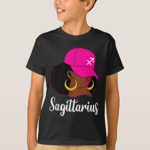 Camiseta Sagitario Chica Negra Gorra Rosa Cumpleaños Zodiac