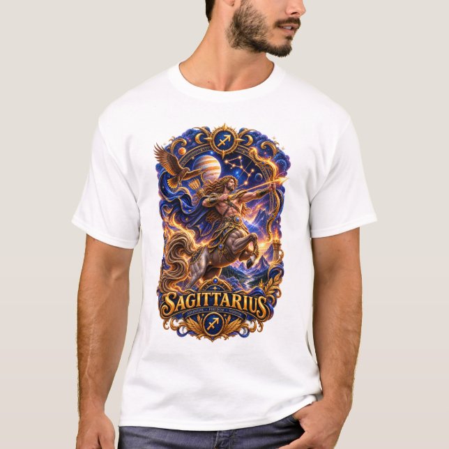 Camiseta Sagitario Zodiaco Arquero Celeste  (Anverso)
