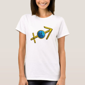 CAMISETA SAGITTARIO, AZUL ORO ZODIO RÓTULO DE CUMPLEAÑOS JE