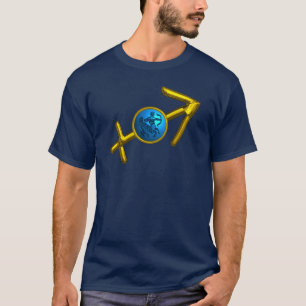 CAMISETA SAGITTARIO, RÓTULO DE CUMPLEAÑOS DE ZODIO AZUL ORO