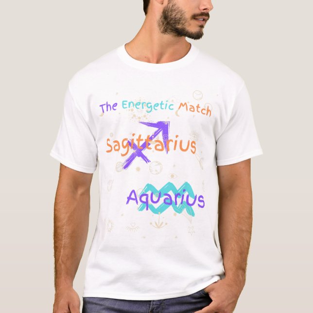 Camiseta Sagittarius Aquarius Zodiac Pareja T-Shirt (Anverso)