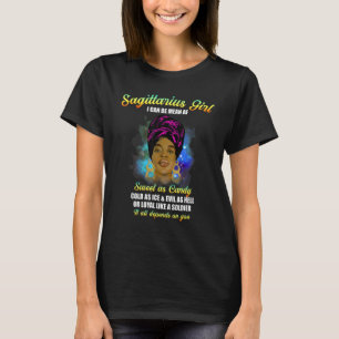 Camiseta Sagittarius Black Afro Chica Zodiac Noviembre Dece