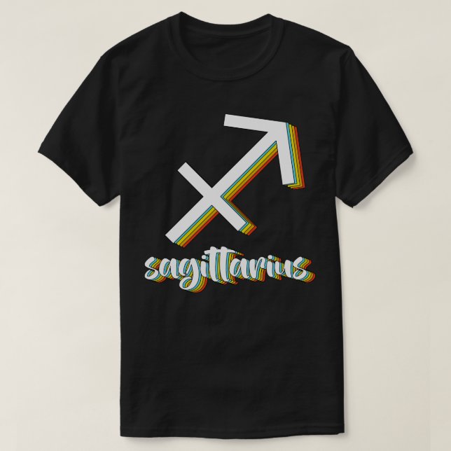 Camiseta Sagittarius Horoscopes arco iris señales retro zod (Diseño del anverso)