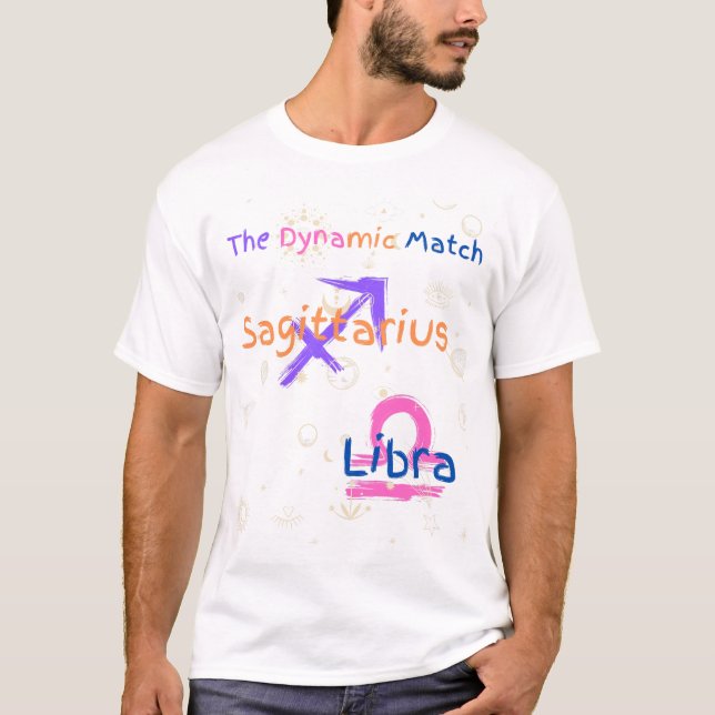 Camiseta Sagittarius Libra Pareja Zodiac T-Shirt (Anverso)