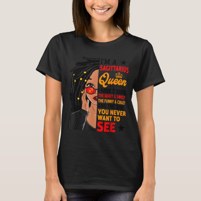Camiseta Sagittarius Queen African American Loc'd Woman Zod (Anverso)