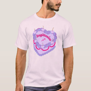Camiseta Sagittarius Zodiac Pastel Heart Cake de Cumpleaños