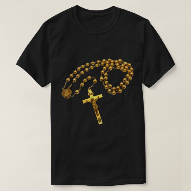 Camiseta Sagradas cuentas de Rosario Religión Católica Fe M (Diseño del anverso)
